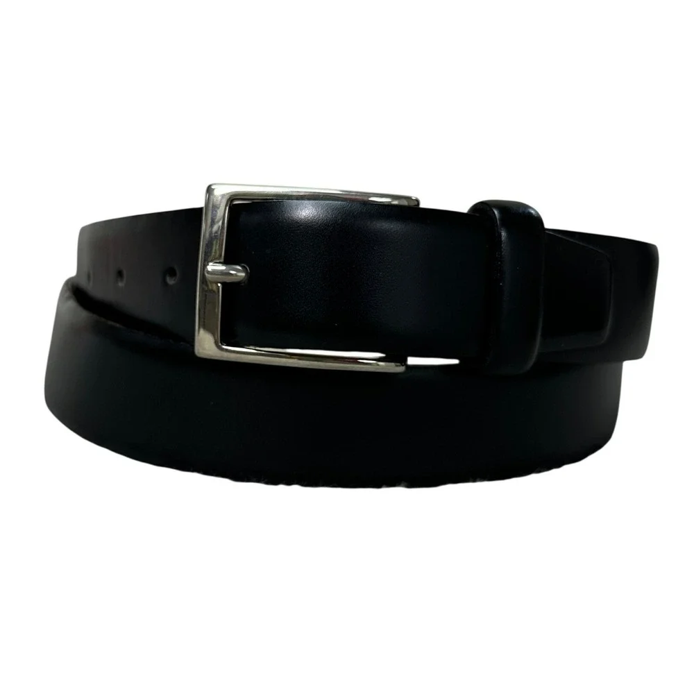 Country Road Mens Black Leather Belt Made in Italy Size 38 95 Silver Buckle
